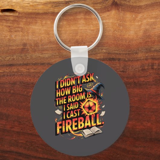 Funny Rpg I Cast Fireball Quote With Wizard Hat An Sleutelhanger (Voorkant)