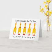 Funny Rubber Chicken Birthday Kaart (Gele Bloem)
