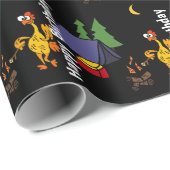 Funny Rubber Chicken Camping Cartoon Cadeaupapier (Rol Hoek)