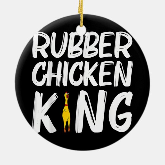 Funny Rubber Chicken Gift for Men Dad Rubber Keramisch Ornament (Achterkant)