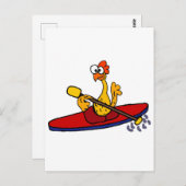 Funny Rubber Chicken kayaking cartoon Briefkaart (Voorkant / Achterkant)