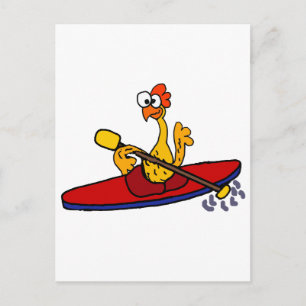 Funny Rubber Chicken kayaking cartoon Briefkaart