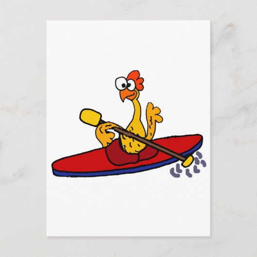 Funny Rubber Chicken kayaking cartoon Briefkaart (Voorkant)
