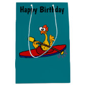 Funny Rubber Chicken kayaking cartoon Medium Cadeauzakje (Voorkant)