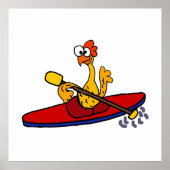 Funny Rubber Chicken kayaking cartoon Poster (Voorkant)