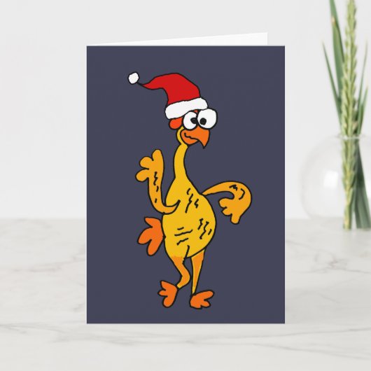 Funny Rubber Chicken Kerstmis Cartoon Feestdagen Kaart (Voorkant)