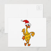 Funny Rubber Chicken Kerstmis Cartoon Feestdagenkaart (Voorkant / Achterkant)