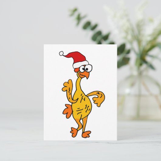 Funny Rubber Chicken Kerstmis Cartoon Feestdagenkaart (Staand voorkant)