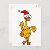 Funny Rubber Chicken Kerstmis Cartoon Feestdagenkaart (Voorkant / Achterkant)