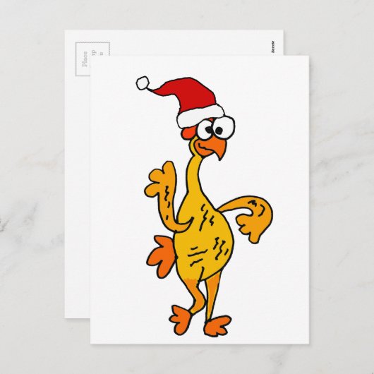 Funny Rubber Chicken Kerstmis Cartoon Feestdagenkaart (Voorkant / Achterkant)