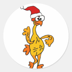 Funny Rubber Chicken Kerstmis Cartoon Ronde Sticker