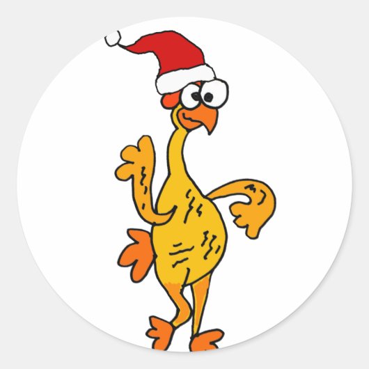 Funny Rubber Chicken Kerstmis Cartoon Ronde Sticker (Voorkant)