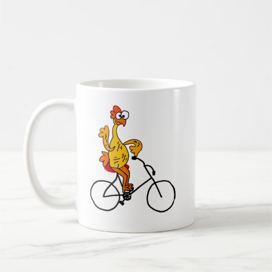 Funny Rubber Chicken Riding Bicycle Koffiemok (Links)