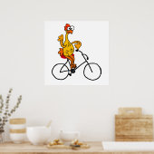 Funny Rubber Chicken Riding Bicycle Poster (Keuken)