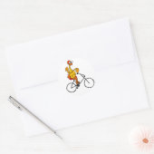 Funny Rubber Chicken Riding Bicycle Ronde Sticker (Envelop)