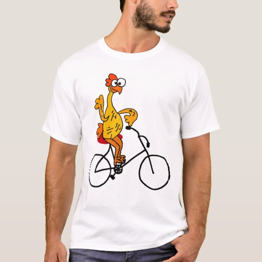 Funny Rubber Chicken Riding Bicycle T-shirt (Voorkant)