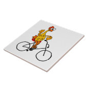 Funny Rubber Chicken Riding Bicycle Tegeltje (Zijkant)