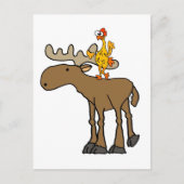 Funny Rubber Chicken Riding Moose Cartoon Briefkaart (Voorkant)