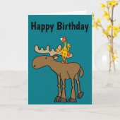 Funny Rubber Chicken Riding Moose Cartoon Kaart (Gele Bloem)
