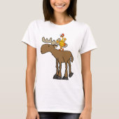 Funny Rubber Chicken Riding Moose Cartoon T-shirt (Voorkant)