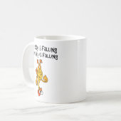 Funny Rubber Chicken Sky valt Cartoon af Koffiemok (Voorkant links)