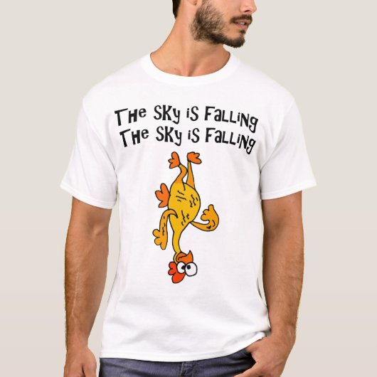 Funny Rubber Chicken Sky valt Cartoon af T-shirt (Voorkant)