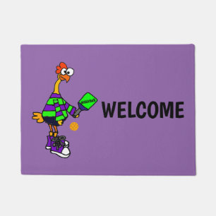 Funny Rubber Chicken Spelling Pickleball Deurmat