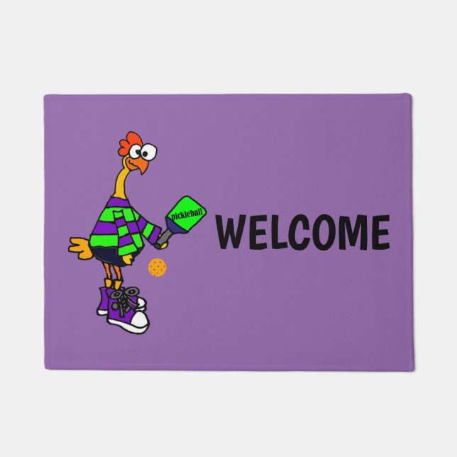 Funny Rubber Chicken Spelling Pickleball Deurmat (Voorkant)