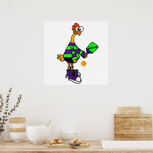 Funny Rubber Chicken Spelling Pickleball Poster (Keuken)
