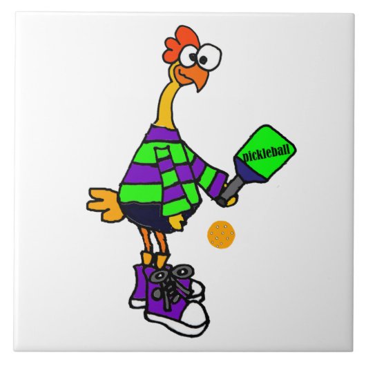 Funny Rubber Chicken Spelling Pickleball Tegeltje (Voorkant)