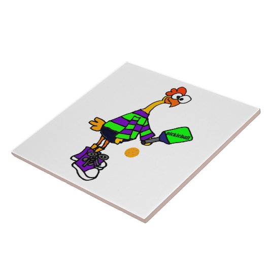 Funny Rubber Chicken Spelling Pickleball Tegeltje (Zijkant)