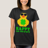Funny Rubber Duck Four Leaf Clover Sunglasses Happ T-shirt (Voorkant)