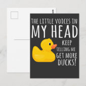 Funny Rubber Duck Little Voices in m'n hoofd Briefkaart (Voorkant / Achterkant)