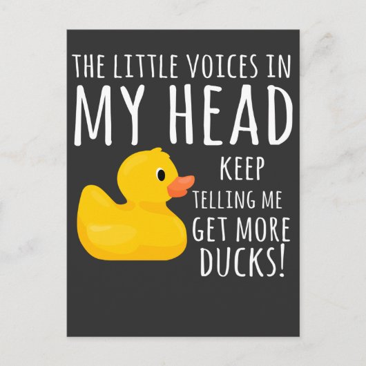 Funny Rubber Duck Little Voices in m'n hoofd Briefkaart (Voorkant)
