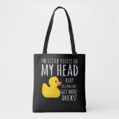 Funny Rubber Duck Little Voices in m'n hoofd Tote Bag (Voorkant)