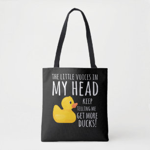 Funny Rubber Duck Little Voices in m'n hoofd Tote Bag