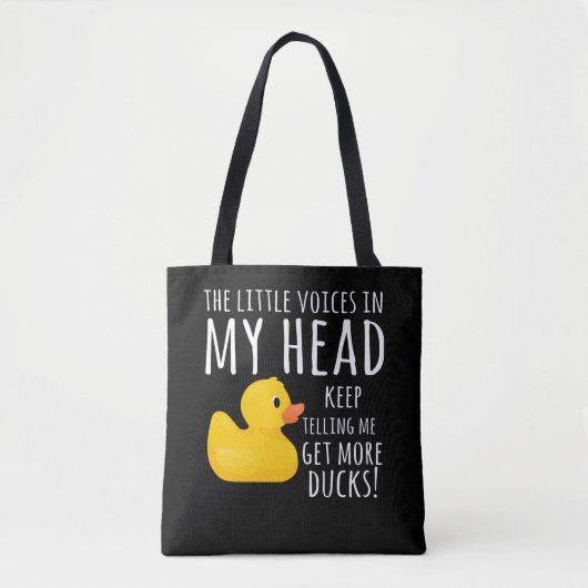 Funny Rubber Duck Little Voices in m'n hoofd Tote Bag (Voorkant)