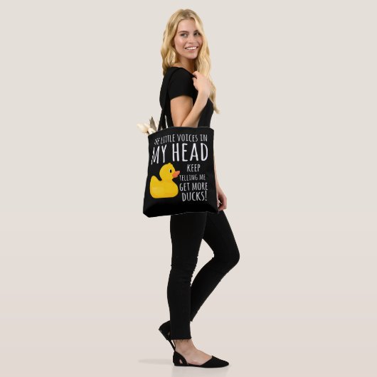 Funny Rubber Duck Little Voices in m'n hoofd Tote Bag (Op model)