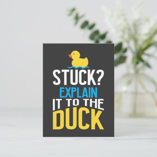 Funny Rubber Duck Programming Bug Debugging Humor Briefkaart (Staand voorkant)