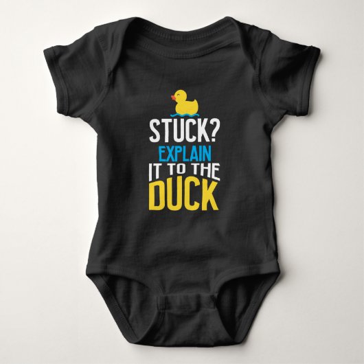 Funny Rubber Duck Programming Bug Debugging Humor Romper (Voorkant)