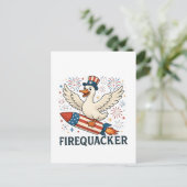 Funny Rubber Duck USA Patriotic Firequacker 4th Aankondigingskaart (Staand voorkant)