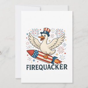 Funny Rubber Duck USA Patriotic Firequacker 4th Feestdagenkaart