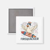 Funny Rubber Duck USA Patriotic Firequacker 4th Magneet (Voorkant / Achterkant)