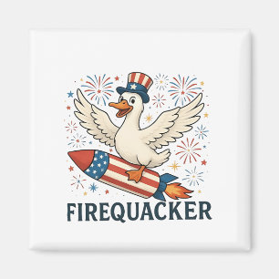 Funny Rubber Duck USA Patriotic Firequacker 4th Magneet