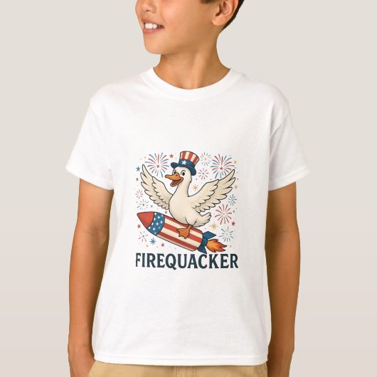 Funny Rubber Duck USA Patriotic Firequacker 4th T-shirt (Voorkant)