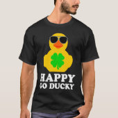 Funny Rubber Duck Vier Leaf Clover Sunbril Happ T-shirt (Voorkant)