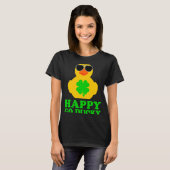 Funny Rubber Duck Vier Leaf Clover Sunbril Happ T-shirt (Voorkant volledig)