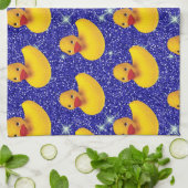 Funny Rubber Ducks Yellow Duckie Boerderij Dierenv Theedoek (Gevouwen)