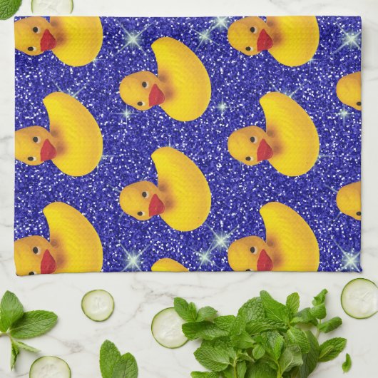 Funny Rubber Ducks Yellow Duckie Boerderij Dierenv Theedoek (Gevouwen)