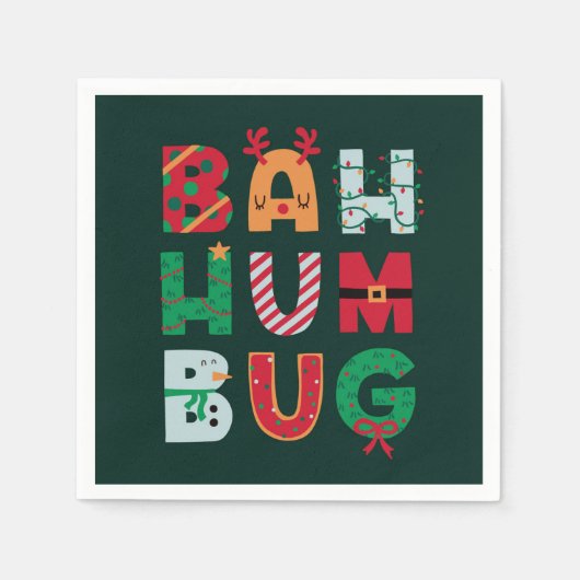 Funny Rubbish Bah Humbug Holiday Card Servet (Voorkant)